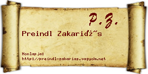 Preindl Zakariás névjegykártya